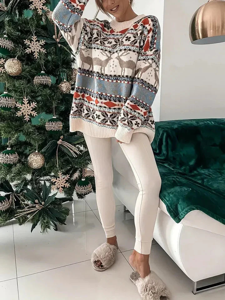 Bequemer Weihnachtsstrickpullover für Damen - Oversize und lässige Passform