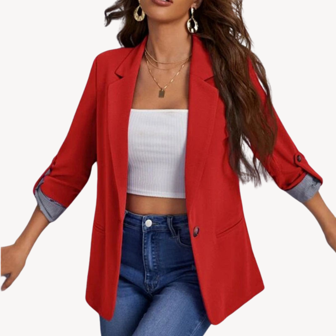 Damen Blazer Jacke – Casual 3/4 Arm Übergangsjacke im modernen Stil