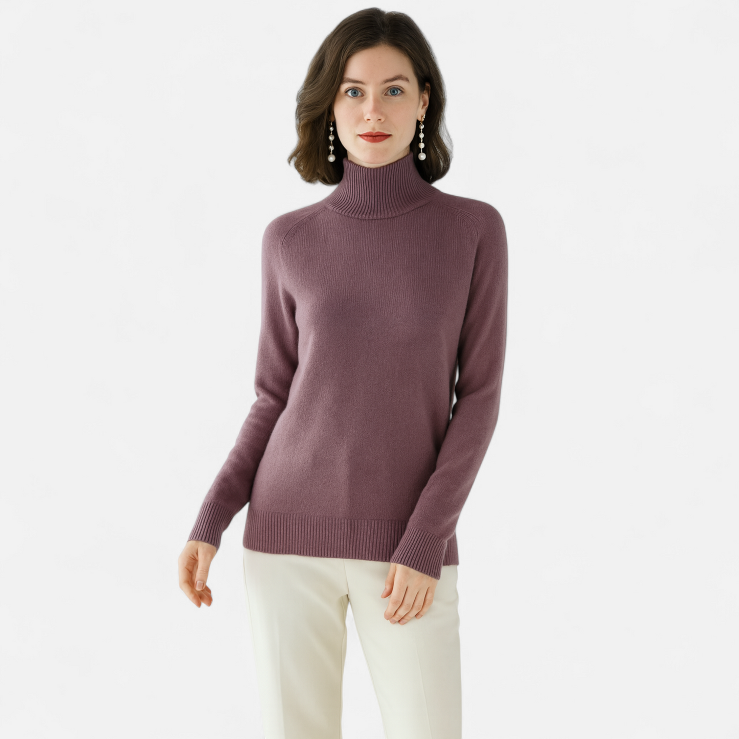 Damen Pullover aus Merinowolle und Kaschmir – Stehkragen