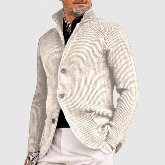 Edward Men's Knitted Cardigan - Classic Button-Up Sweater with Ribbed Design for Sophisticated Style