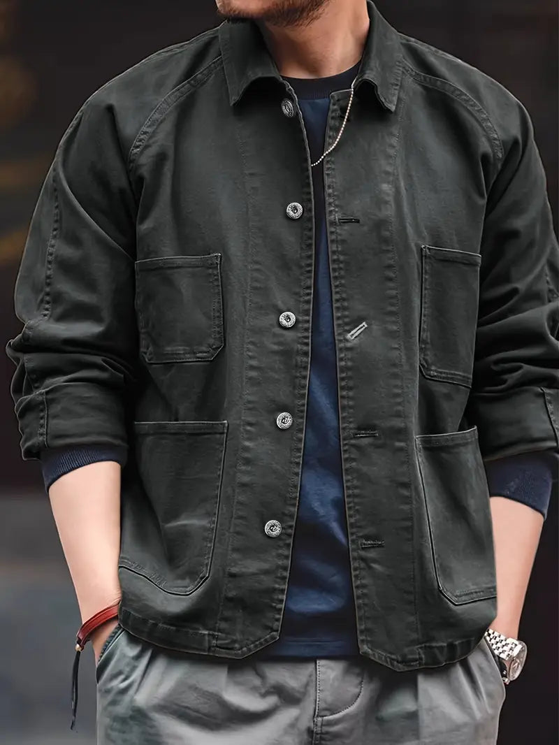 Klassische Kurzjacke aus Vintage Baumwolle für Herren – Stilvoll und Warm für den Winter