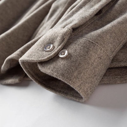 Elegante Slim Fit Winterjacke mit Stehkragen aus braunem, gebürstetem Wollmix für Herren