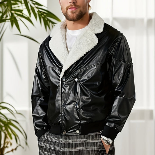 Männer Lammfell-Lederjacke - Mid-Length, Dick gefüttert, Modisch & Bequem
