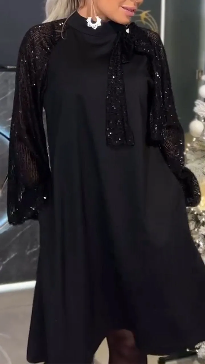 Amara – Elegantes Damen Kleid mit Pailletten-Patchwork – Stilvoll, funkelnd & perfekt für besondere Anlässe