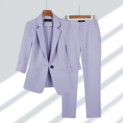 Amelia Women's Tailored Suit - Blazer & Trousers - Structured Fit - Single Button - Formal Wear