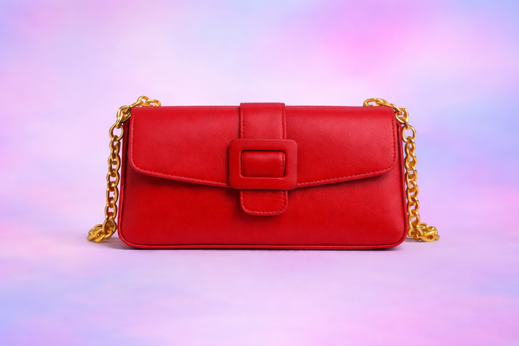 Structured Chain Leather Shoulder Bag