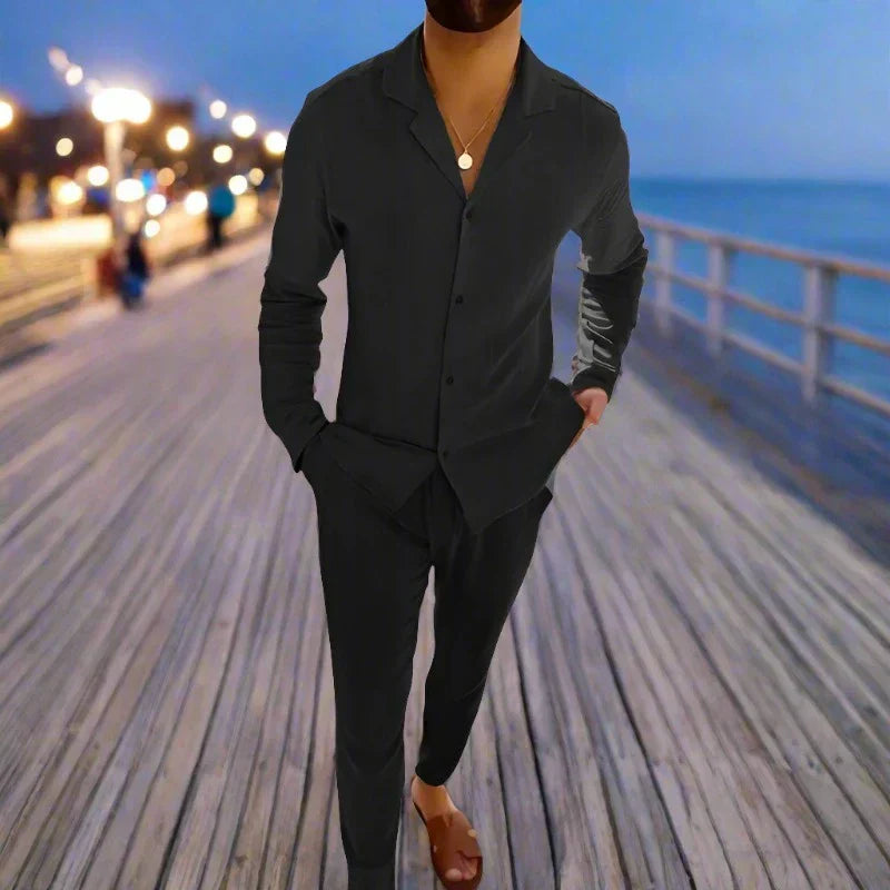 Benedikt | Zweiteiliges Herren-Set mit Hemd und Hose in lockerer Passform