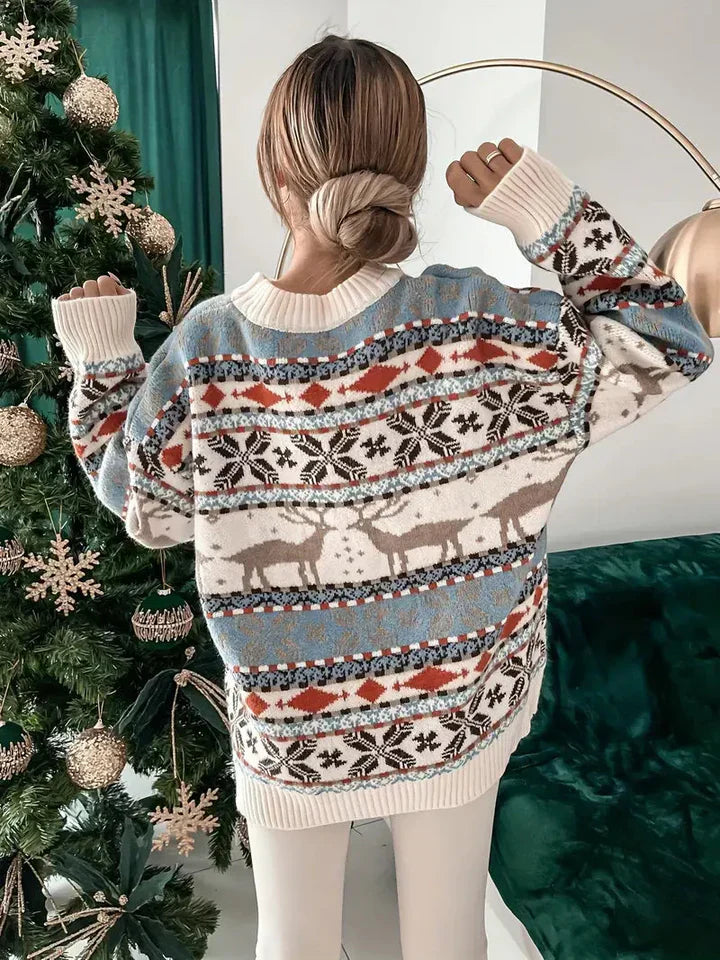 Bequemer Weihnachtsstrickpullover für Damen - Oversize und lässige Passform