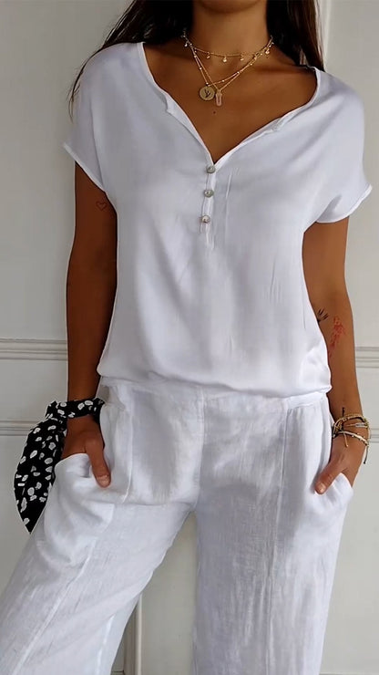 Bequemes T-Shirt mit V-Ausschnitt für Damen