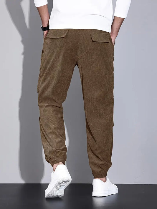 Brody Herren Cargohose aus Kord | Bequeme Jogginghose mit Taschen im Streetwear-Stil