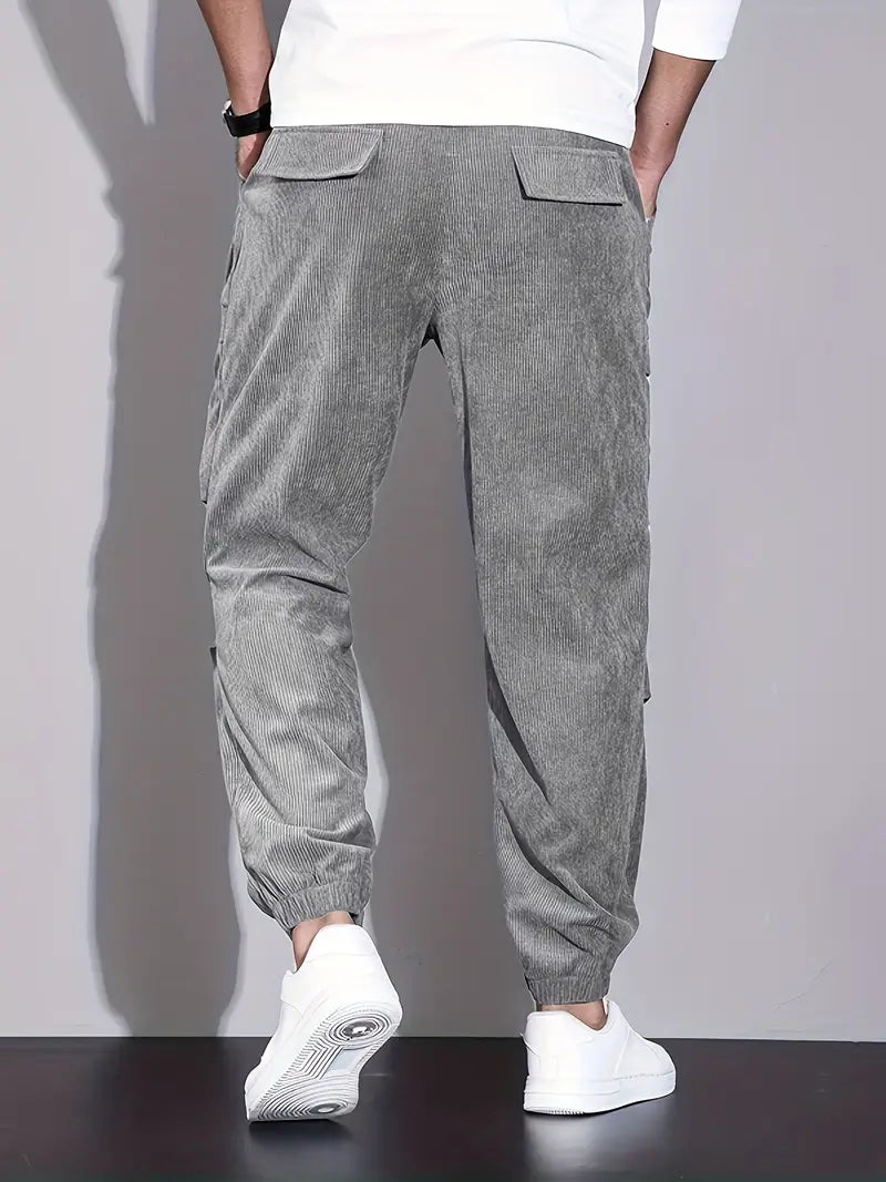 Brody Herren Cargohose aus Kord | Bequeme Jogginghose mit Taschen im Streetwear-Stil