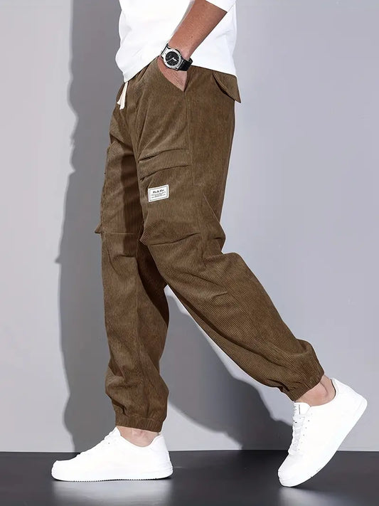 Brody Herren Cargohose aus Kord | Bequeme Jogginghose mit Taschen im Streetwear-Stil