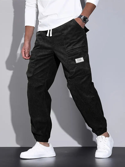 Brody Herren Cargohose aus Kord | Bequeme Jogginghose mit Taschen im Streetwear-Stil