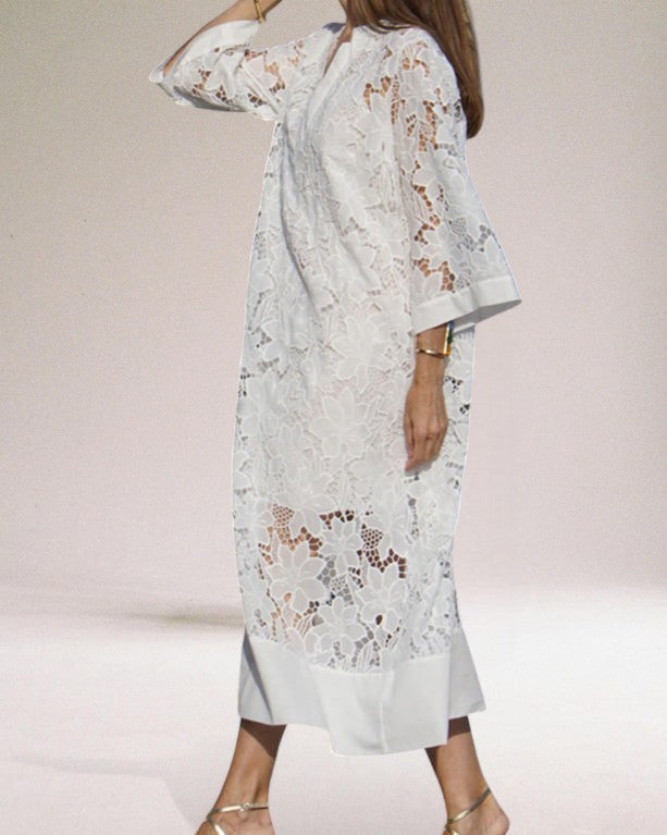 Damen Beata Kleid | Luxus Langes Kleid aus Spitzenstoff