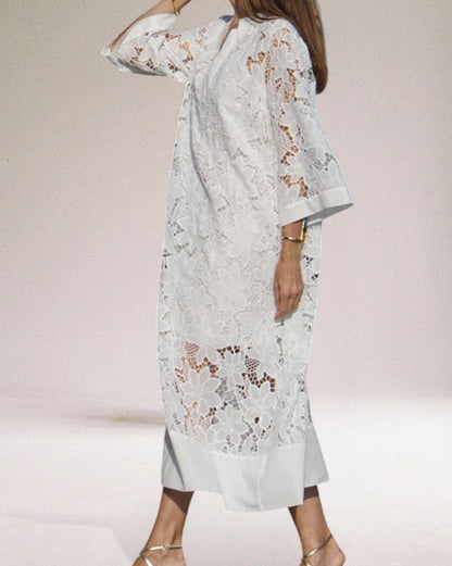 Damen Beata Kleid | Luxus Langes Kleid aus Spitzenstoff