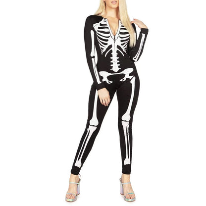 Damen Halloween Kostüm – Kleid mit Skelettdruck