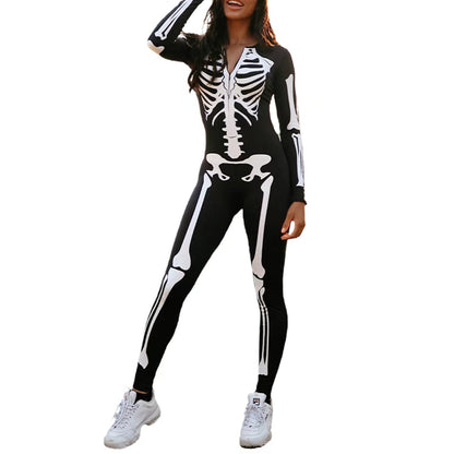 Damen Halloween Kostüm – Kleid mit Skelettdruck