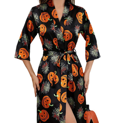 Damen Halloween Kostüm – Kürbis Kimono Robe
