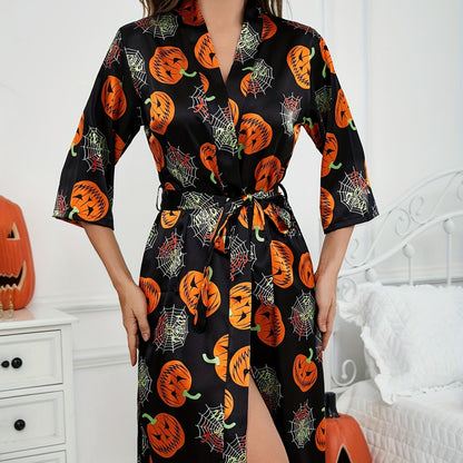 Damen Halloween Kostüm – Kürbis Kimono Robe