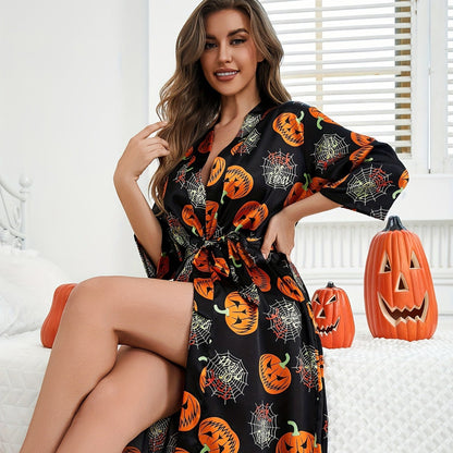 Damen Halloween Kostüm – Kürbis Kimono Robe