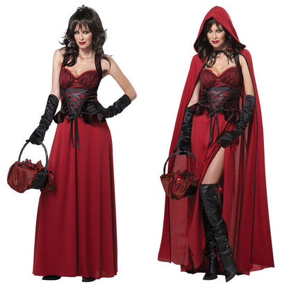 Damen Halloween Kostüm – Märchenhaftes Maxi Kleid mit Umhang