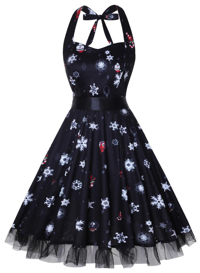 Damen Halloween Kostümkleid – Midi Kleid mit Kürbis Druck & Langen Ärmeln