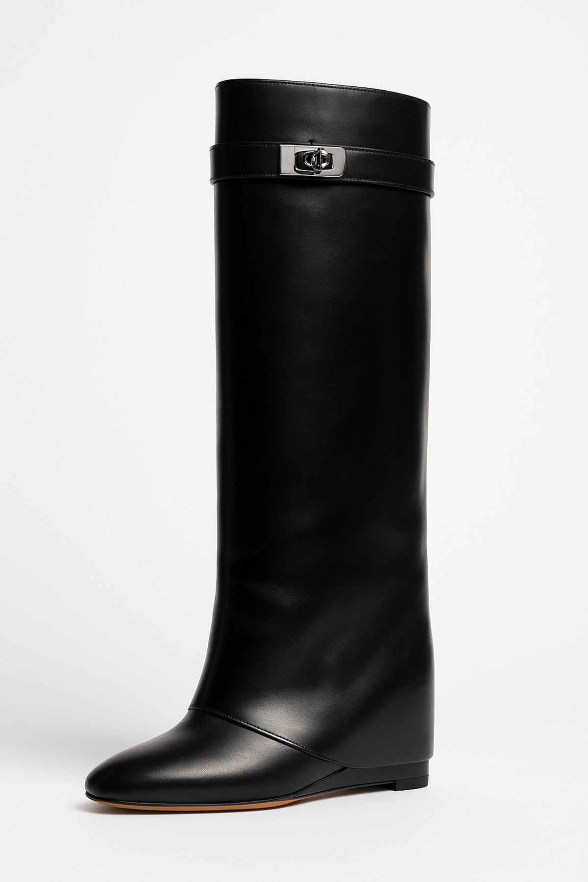 Damen Lederstiefel – Kniehoch mit Shark Lock Detail
