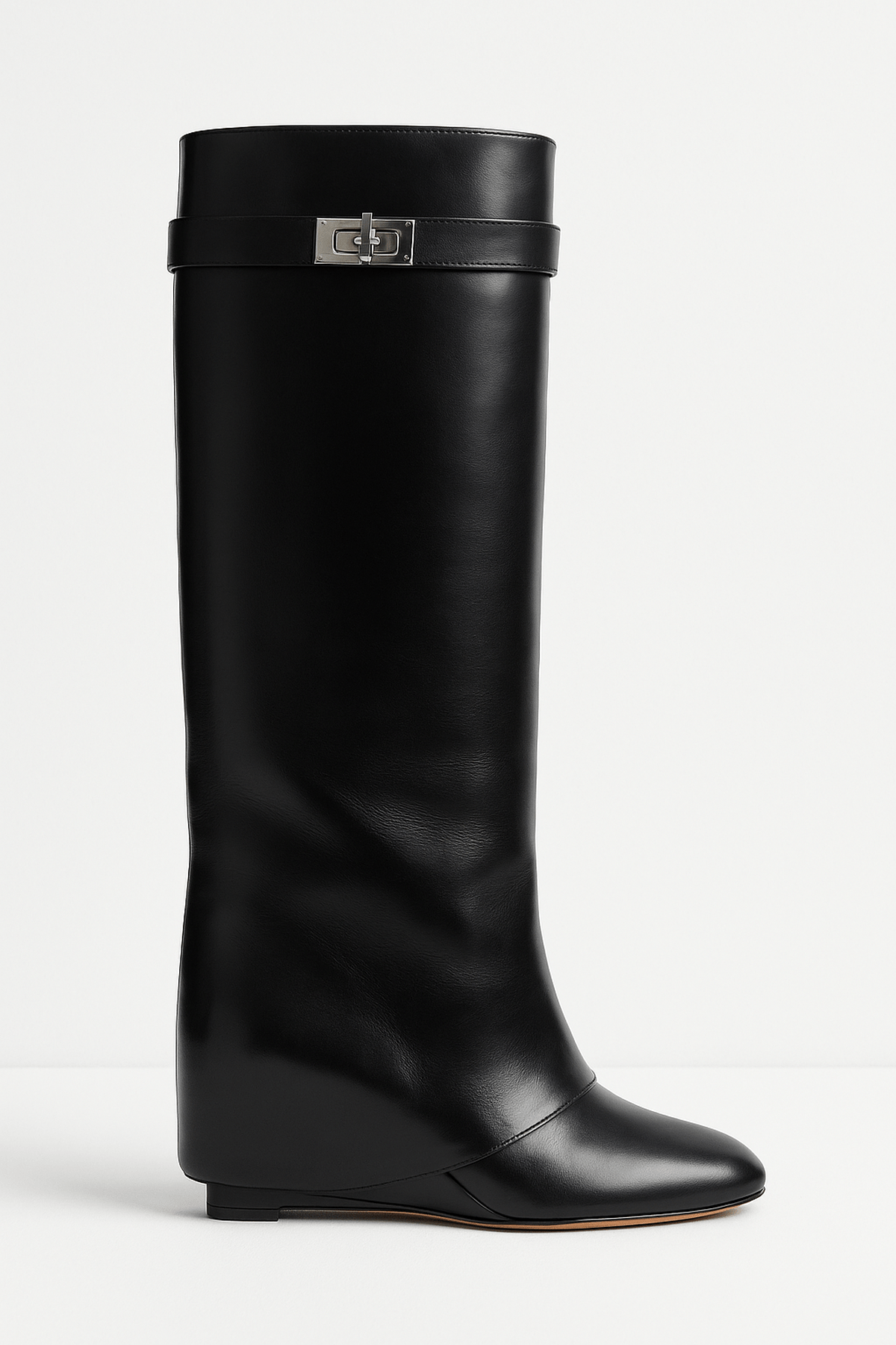 Damen Lederstiefel – Kniehoch mit Shark Lock Detail