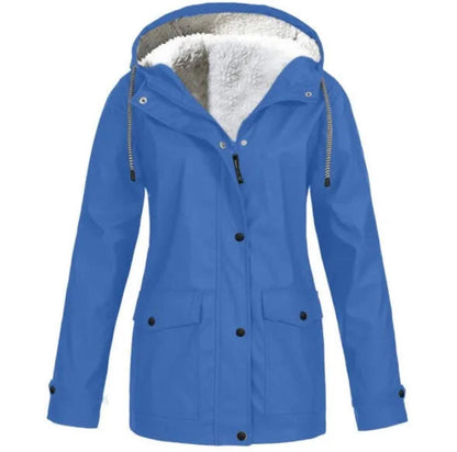 Damen Outdoorjacke mit Kapuze – Wasserdicht, Winddicht & Fleecefutter