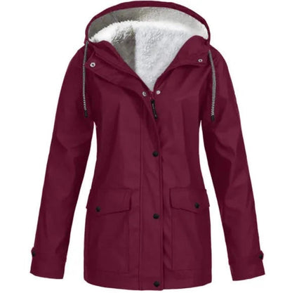 Damen Outdoorjacke mit Kapuze – Wasserdicht, Winddicht & Fleecefutter
