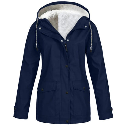 Damen Outdoorjacke mit Kapuze – Wasserdicht, Winddicht & Fleecefutter