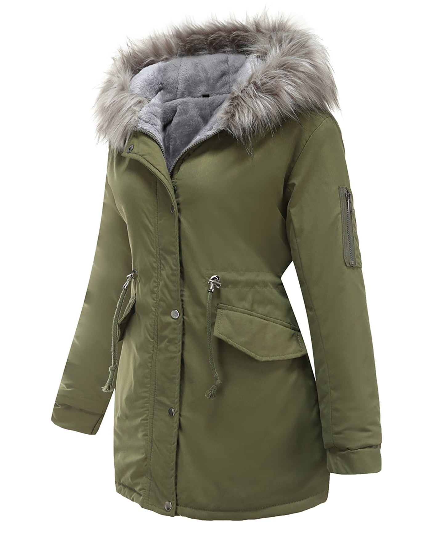 Damen Parka mit Kapuze – Warm Gefüttert mit Sherpa-Innenfutter