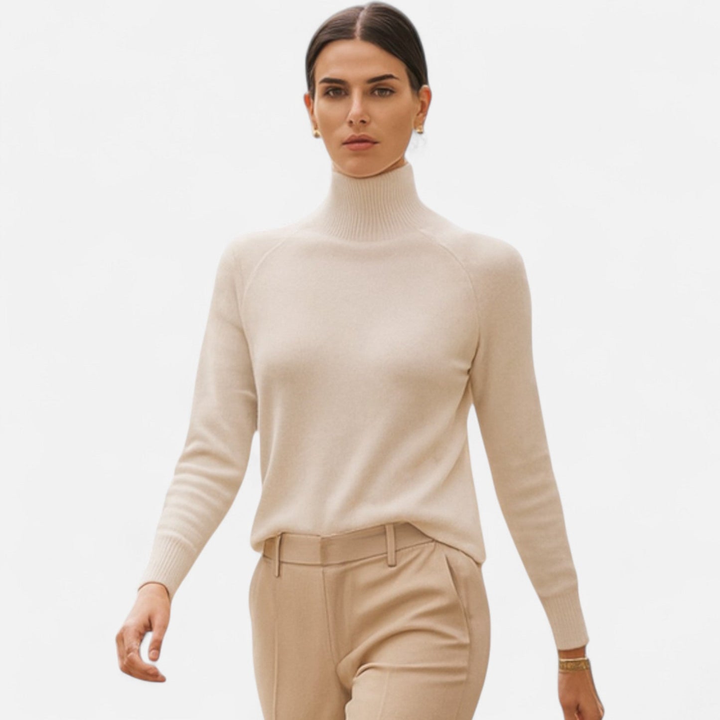 Damen Pullover aus Merinowolle und Kaschmir – Stehkragen