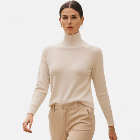 Damen Pullover aus Merinowolle und Kaschmir – Stehkragen
