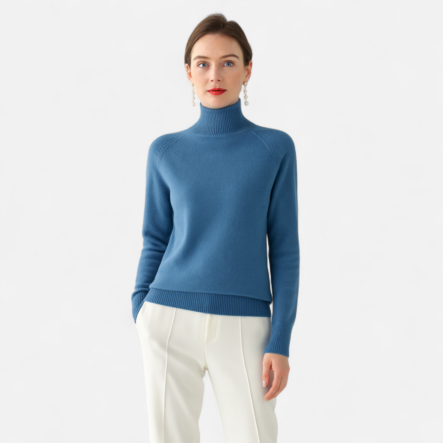 Damen Pullover aus Merinowolle und Kaschmir – Stehkragen