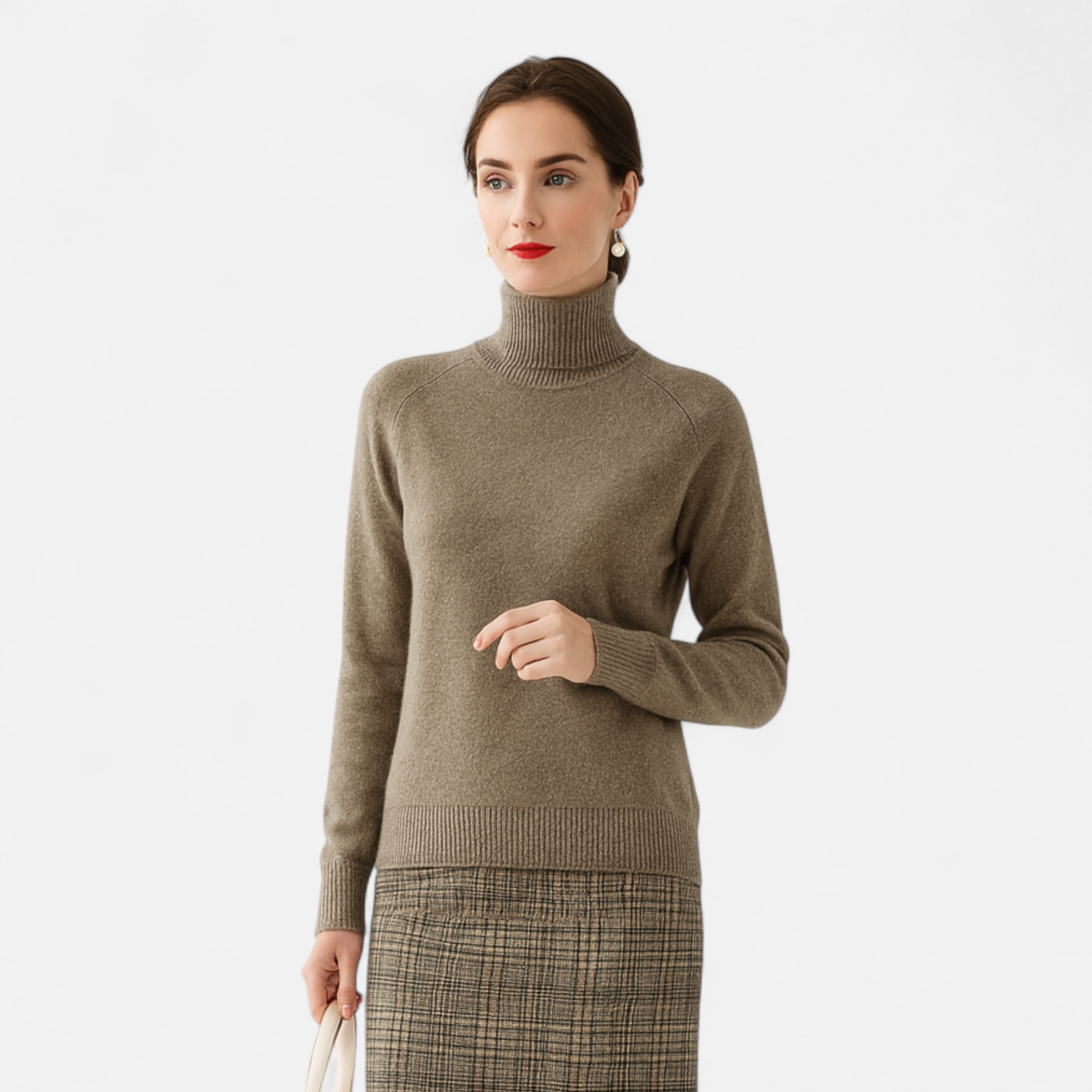 Damen Pullover aus Merinowolle und Kaschmir – Stehkragen