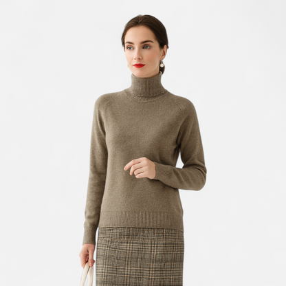 Damen Pullover aus Merinowolle und Kaschmir – Stehkragen