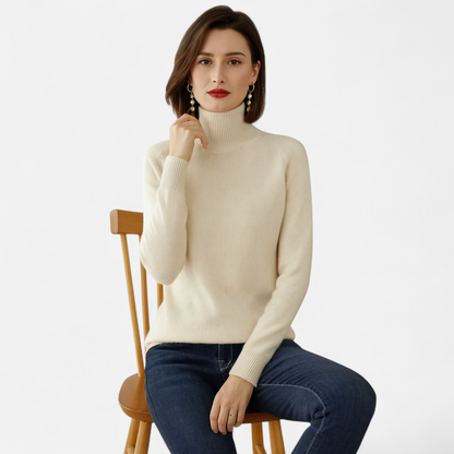 Damen Pullover aus Merinowolle und Kaschmir – Stehkragen
