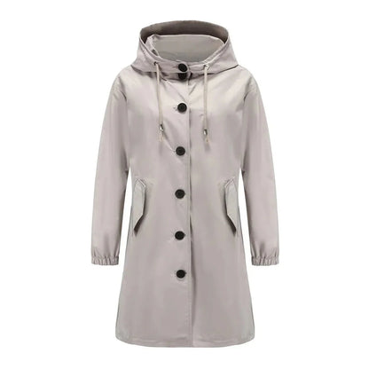 Damen Regenmantel mit Kapuze – Wasserdicht im Trenchcoat-Stil