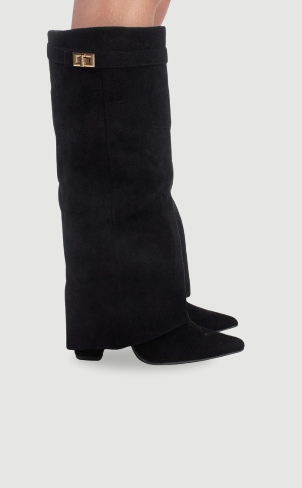 Damen Stiefel – Kniehoch mit weitem Schaft & Blockabsatz