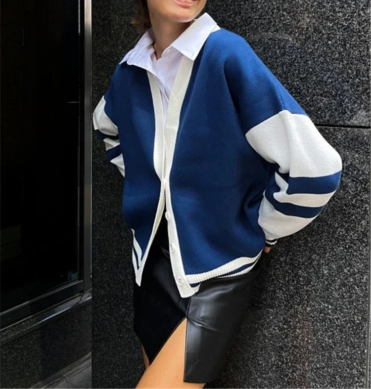 Damen Strickjacke V-Ausschnitt – Lockerer Cardigan im modernen Design