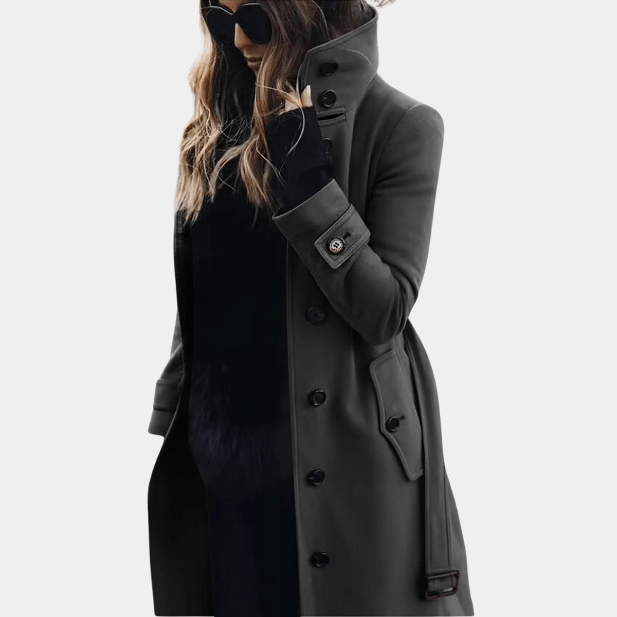 Damen Trenchcoat – Elegant & Warm mit Kragen