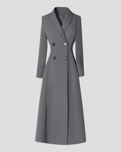 Damen Trenchcoat Lang – Taillierter Eleganter Mantel mit Knöpfen