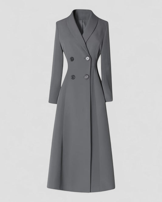 Damen Trenchcoat Lang – Taillierter Eleganter Mantel mit Knöpfen
