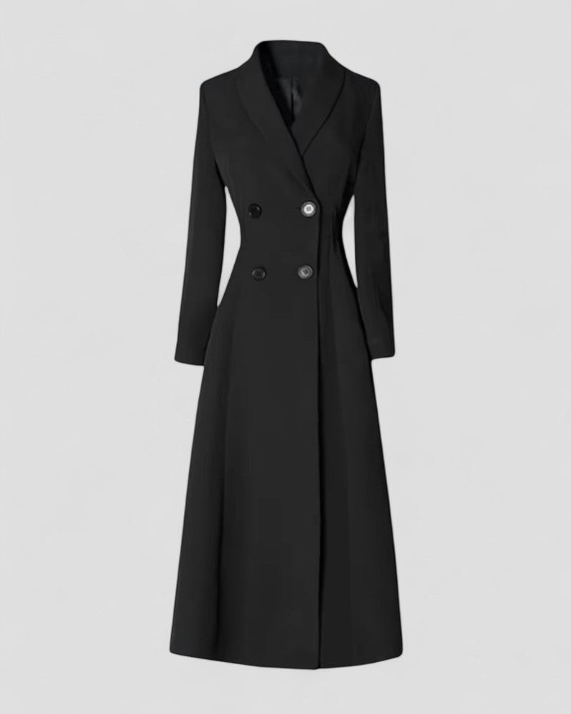 Damen Trenchcoat Lang – Taillierter Eleganter Mantel mit Knöpfen