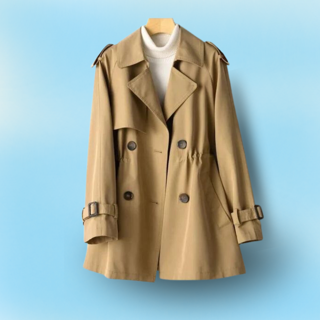 Damen Vintage Trenchcoat – Doppelreihig, Tailliert, Klassisches Design