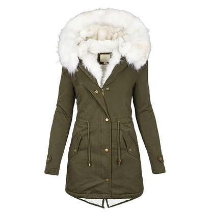 Damen Winterjacke mit Kapuze – Warm & Stilvoll mit Knopfdetails