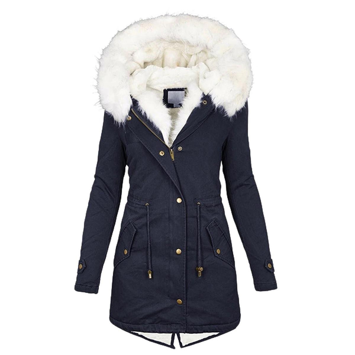 Damen Winterjacke mit Kapuze – Warm & Stilvoll mit Knopfdetails