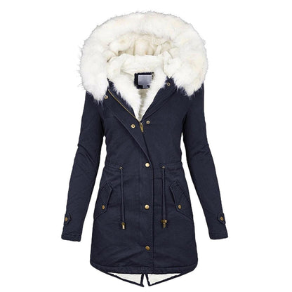 Damen Winterjacke mit Kapuze – Warm & Stilvoll mit Knopfdetails