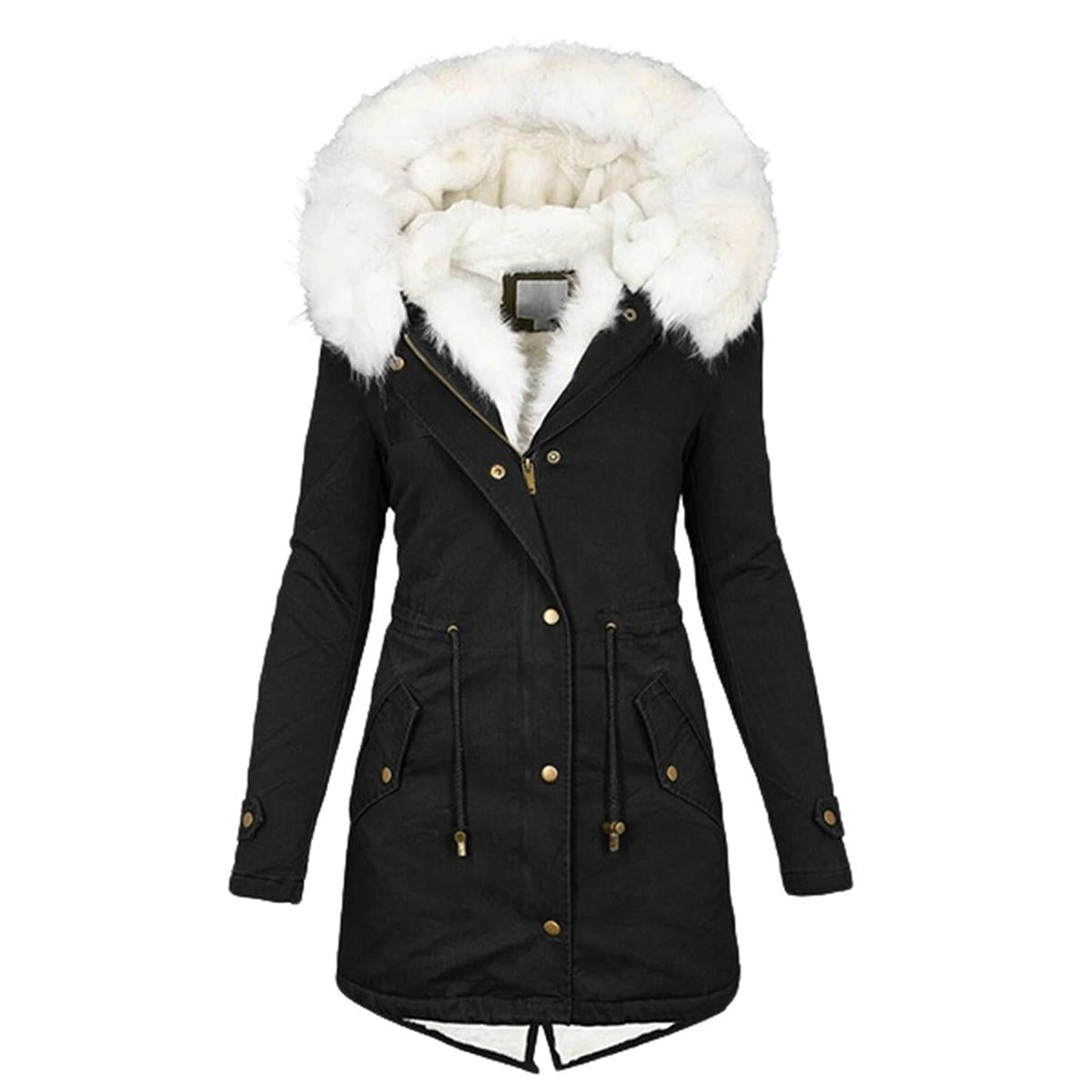 Damen Winterjacke mit Kapuze – Warm & Stilvoll mit Knopfdetails